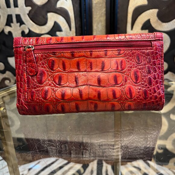 Brahmin crimson crock snap closure checkbook wallet - Picture 2 of 5